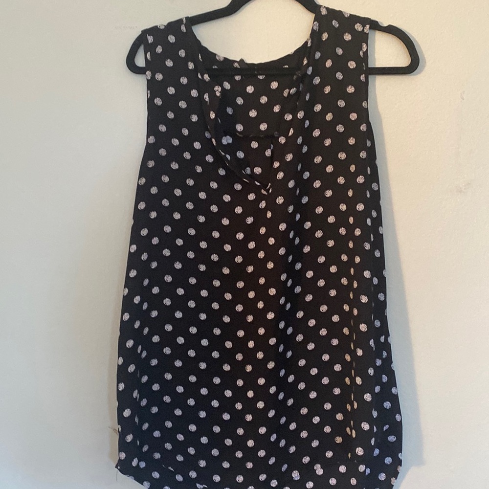 Black and white polka dotted blouse